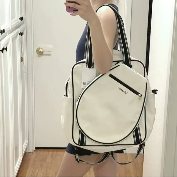 lululemon tennis bags Ame & Lulu Hamptons Tour Bag (Pomegranate) in pockets Lululemon Convertible Racket Bag for